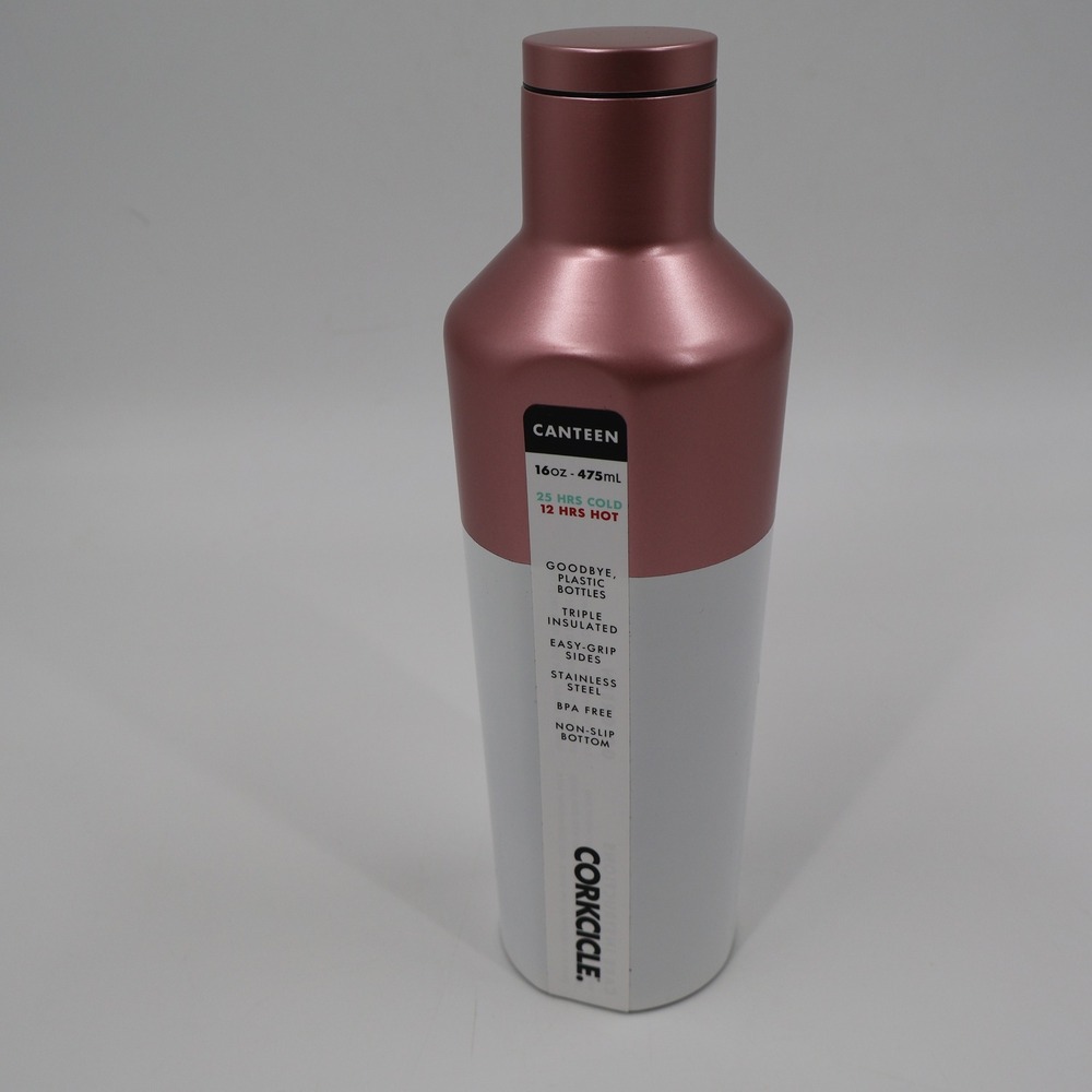Corkcicle Canteen Water Bottle 16oz Modern Rose Gold White‎ Insulated